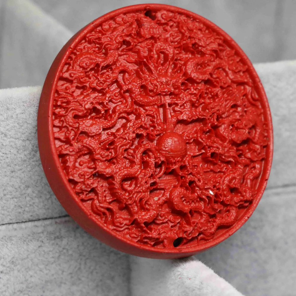 Винтажная большая круглая монета Китайская синтетическая красная cinnabar модная