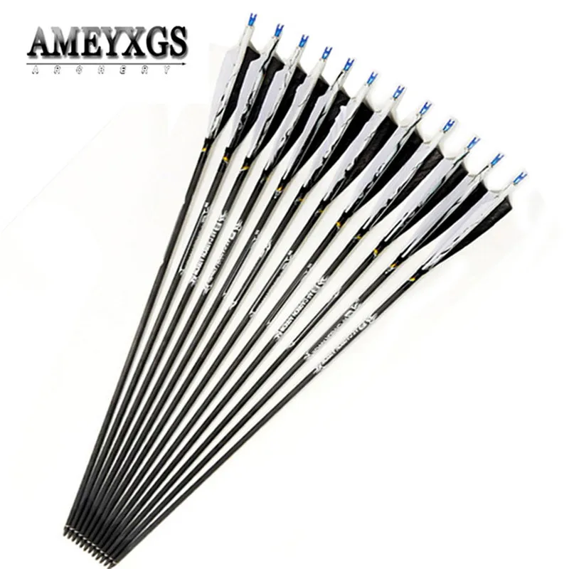 12pcs Spine 500 Carbon Arrow 31.5inch Arrow Shaft With Replaceable Arrowhead Outdoor Hunting Archery Shooting Accessories