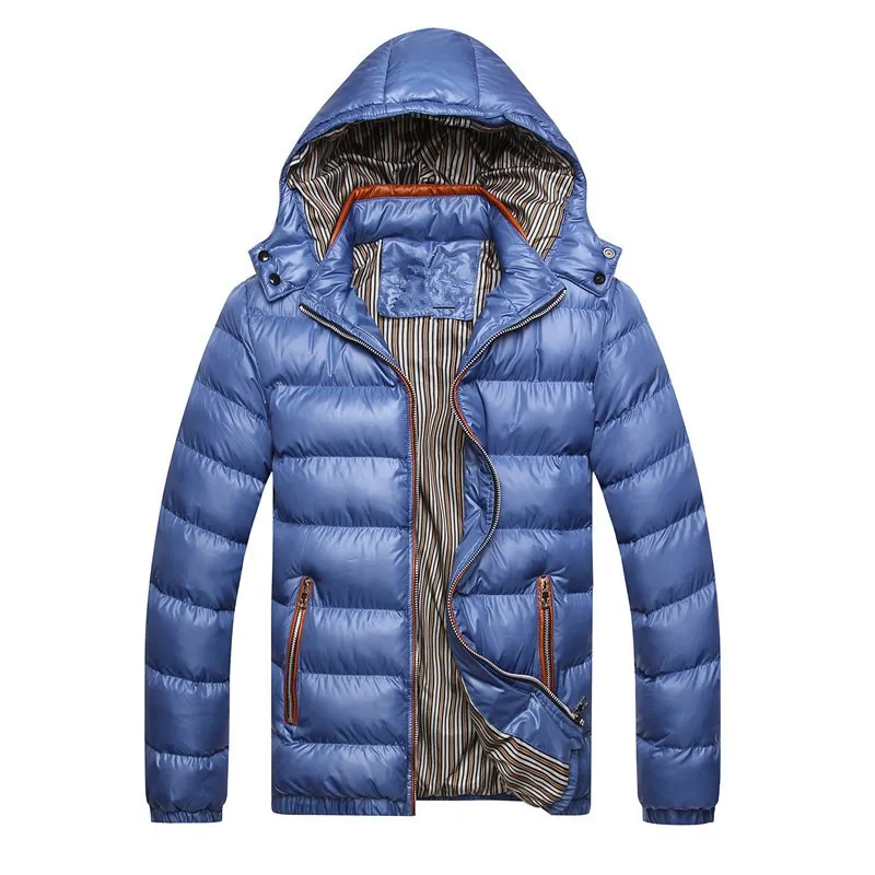 Новинка 7XL, однотонные мужские зимние куртки с капюшоном, мужские повседневные парки, мужские пальто, теплые блестящие пальто, приталенная брендовая одежда EA220