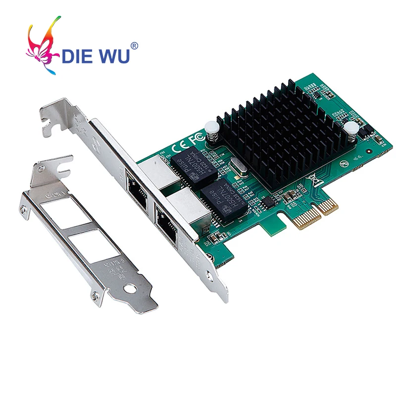 Гигабитный двухпортовый сетевой адаптер DIEWU PCIe для сервера Lan-адаптер с Intel 82575 10/100