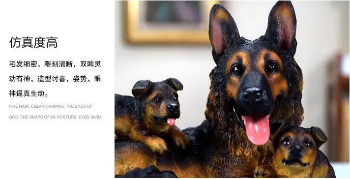 Black German Shepherd Mother &amp son Dog Hand Painted Resin Figurine Statue | Дом и сад