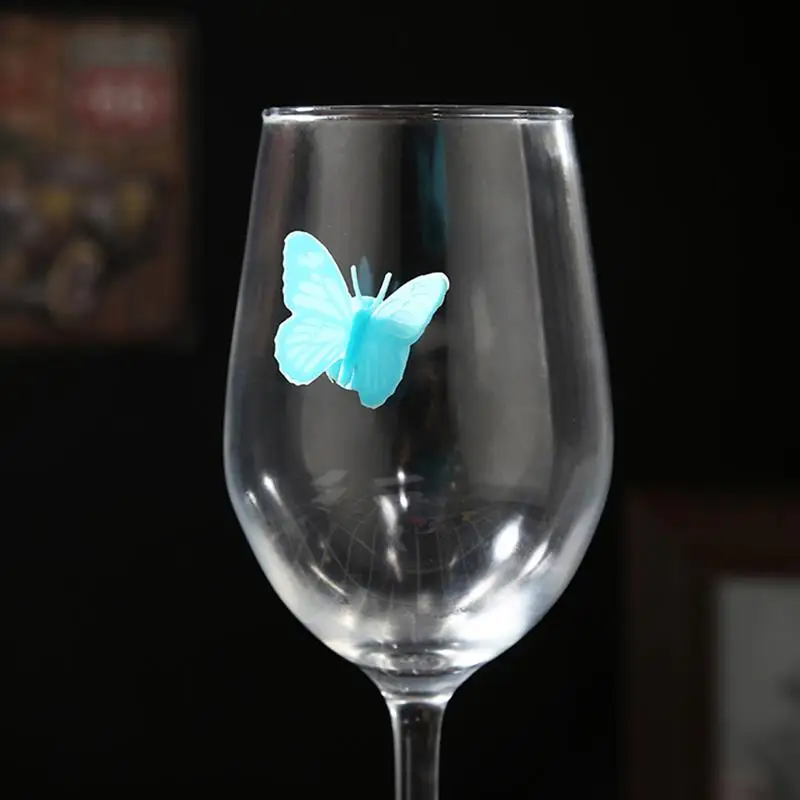 

12pcs Silicone Butterfly Wine Glass Marker Creative Drinking Cup Identifier Party Cup Sign (Mixed Colors)