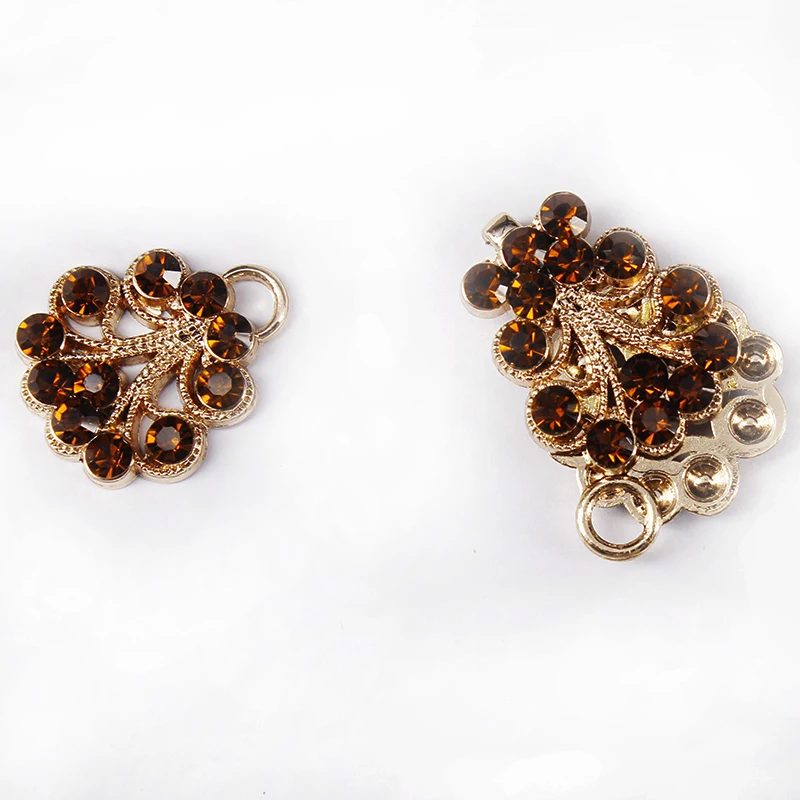 Набор из 20 замков для поделок застежек на кнопках коричневых кристальных золотых