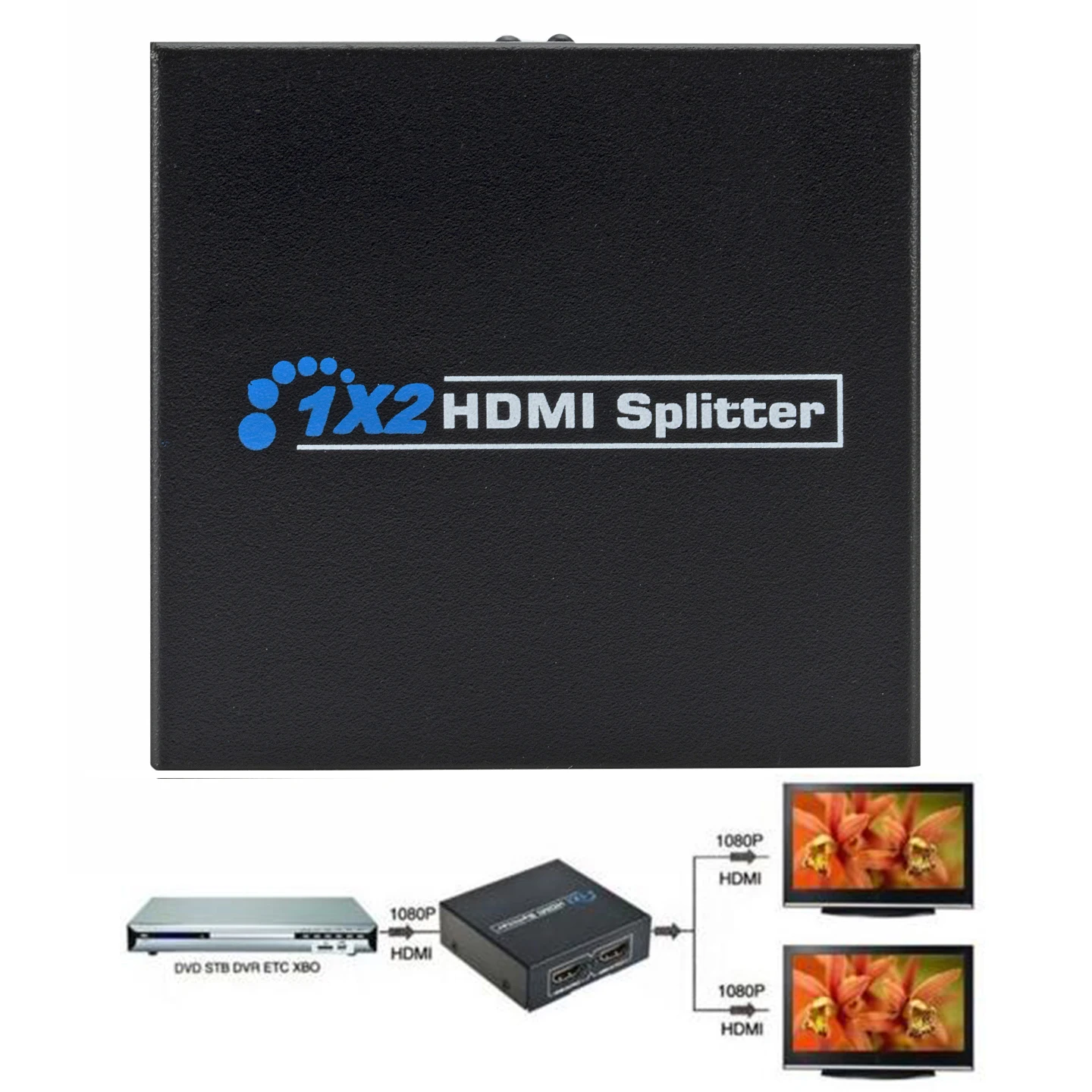 HDMI 4 K Splitter Full HD видео с разрешением 1080 p HDMI коммутатора коммутатор коробка концентратор 1 в 2 из двойной усилитель дисплея для HDTV DVD Xbox PS3/4/5