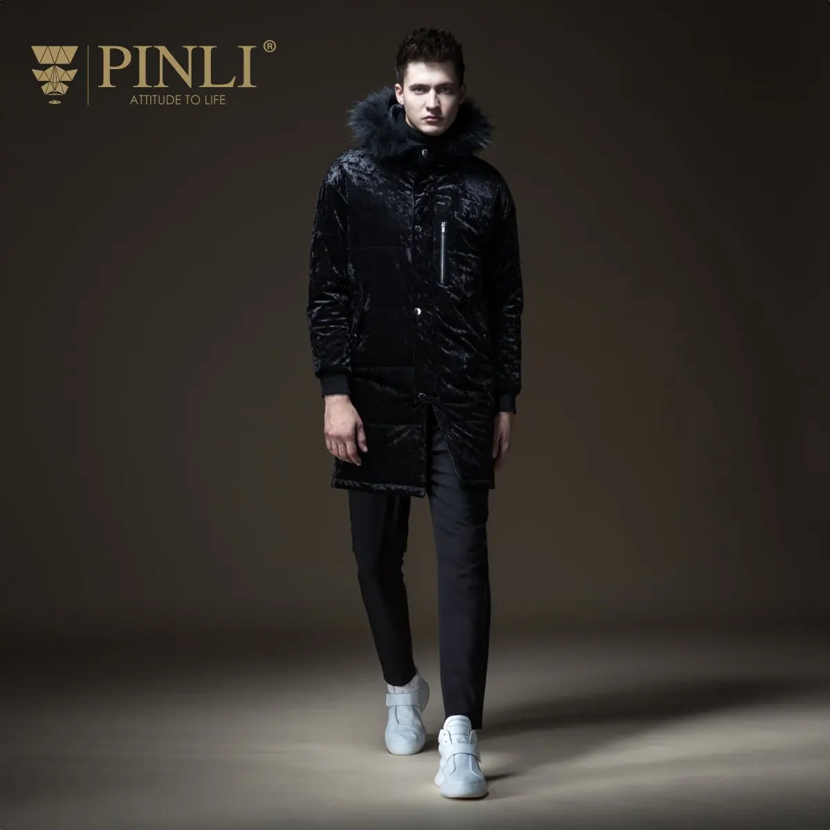 Мужские зимние куртки Chaquetas Hombre, зимние куртки для мужчин s Pinli, мужское длинное пальто из енота B183405555