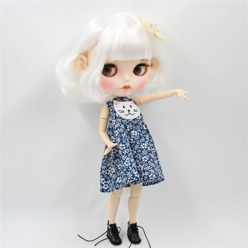 Ледяная фабрика blyth кукла 1/6 bjd белая кожа сустава тела короткие белые волосы, новое матовое лицо резные губы с бровью 30 см BL136
