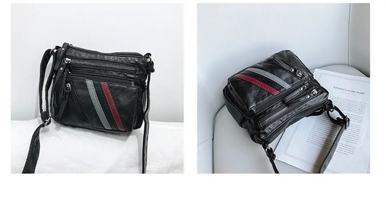 High Quality Mini Black Bag Women Very Soft Washed PU Leather Female Purses and Handbag Lady Small Messenger Bag for