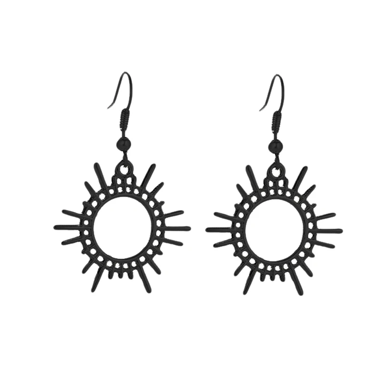 New Design Gold Color Personality Dangle Earrings For Women Hollow Sun Moon Asymmetrical Boho Indian Jewelry Pendientes | Украшения и
