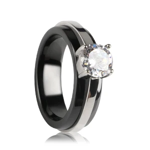 Black Rings 2.0ct AAA циркон обручальные кольца для женщин серебряный цвет 316 нержавеющая сталь керамические кольца женские anel Австрийские кристаллы ювелирные изделия - Цвет основного камня: Black Rings