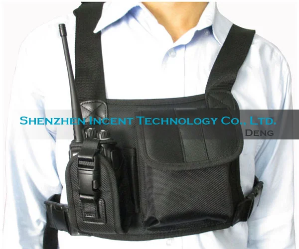 VOIONAIR 2 pcs Nylon Adjustable Hands-Free Two Way Radio Pouch Chest Pack Shoulder Straps