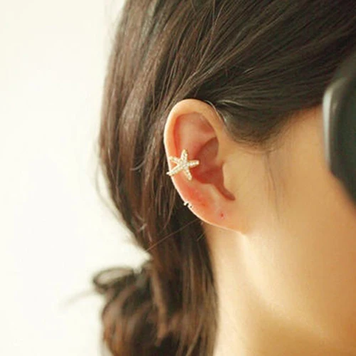 1 шт. блестящий декор из страз милые серьги-гвоздики с рисунком морской звезды