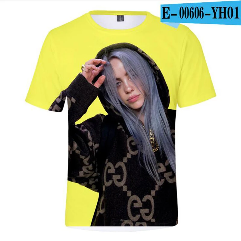 Детская футболка с 3D принтом Billie Eilish крутая летняя модная хипстерская круглым