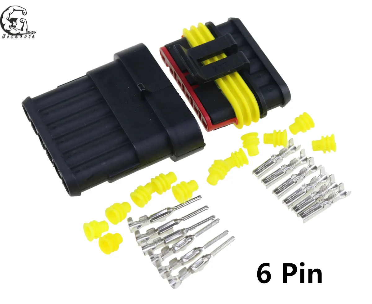 1 комплект 1 Pin/2 Pin/3 Pin/4 Pin/5 Pin/6 Pin Женский Мужской способ AMP супер уплотнение водонепроницаемый электрический провод разъем для автомобиля - Цвет: 6 Pin