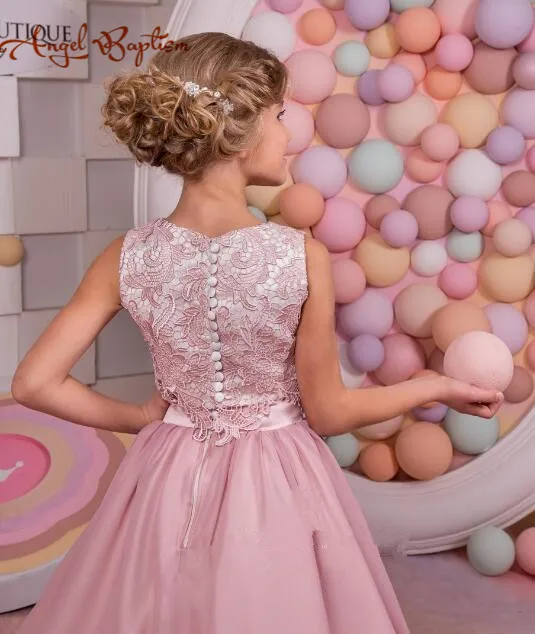 Красивые розовые длинные платья с цветочным узором для девочек 2 предмета