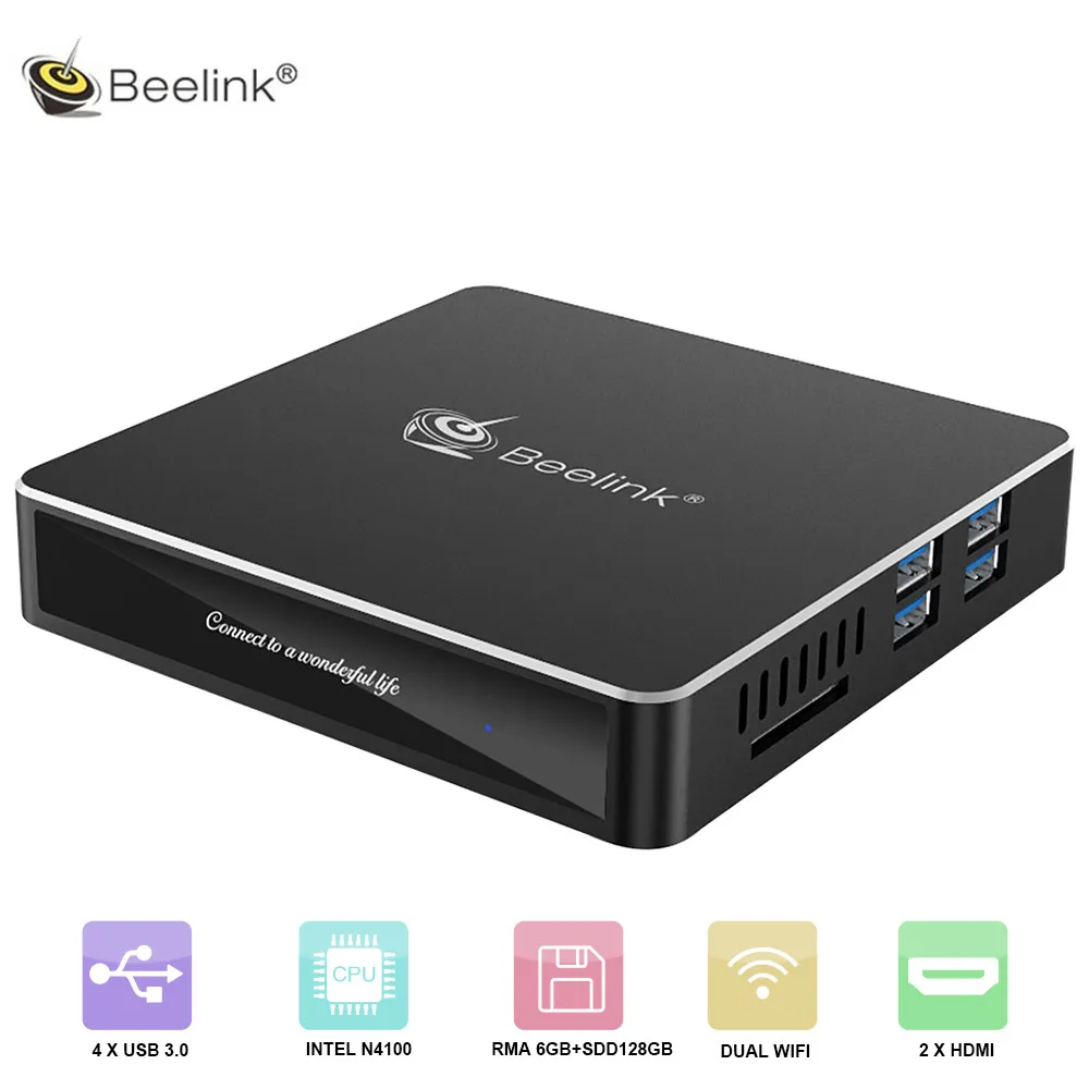 Beelink N41 N4100 мини ПК Intel Близнецы озеро HD Графика 600 6 ГБ Оперативная память 128 Гб SSD 2 4G
