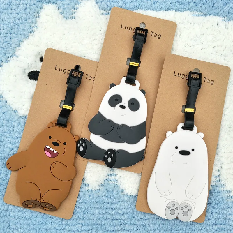 Мультфильм милый медведь бирка для чемодана силикагель чемодан ID Addres держатель