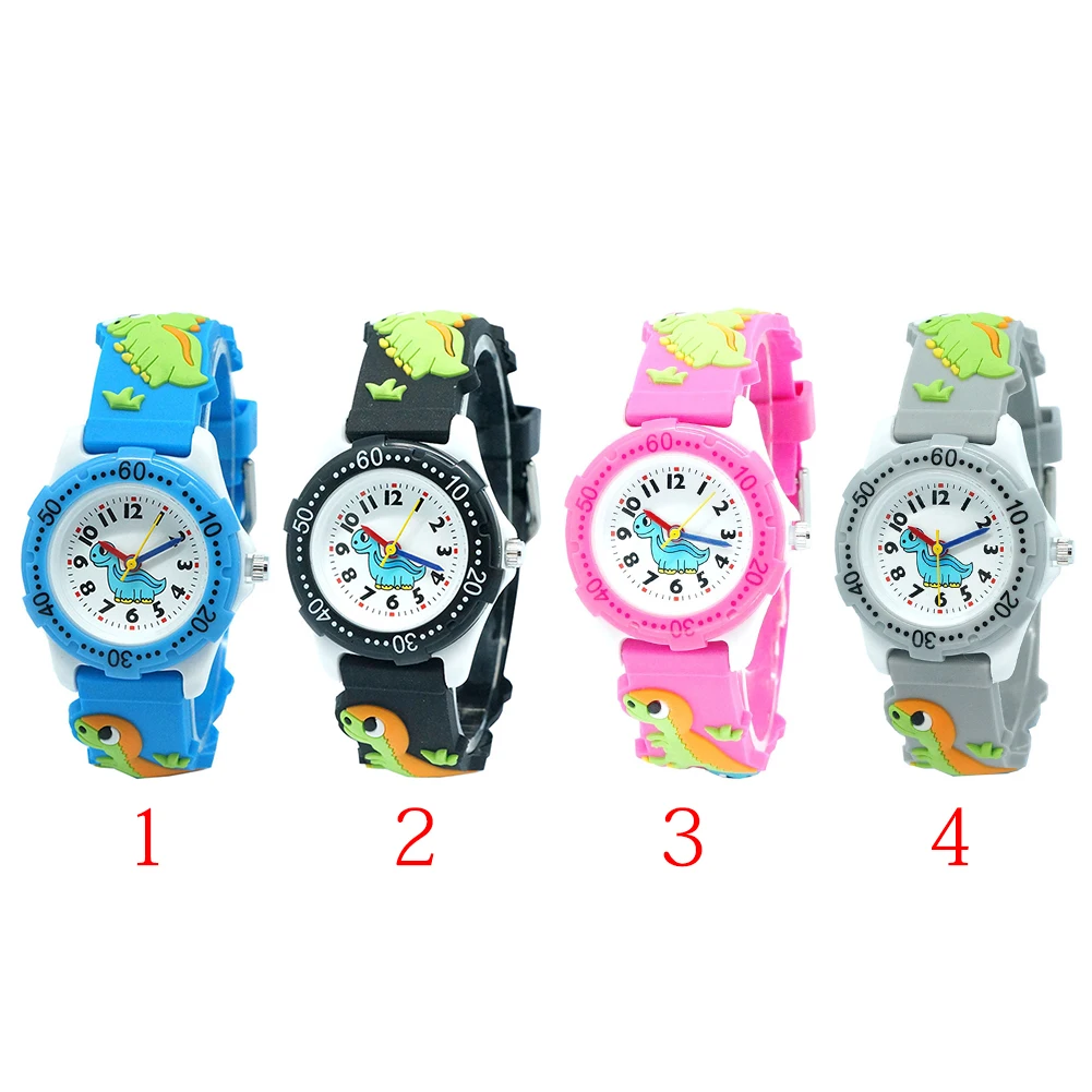 Пластиковые часы с динозавром 30 м водонепроницаемые детские кварцевые 3D