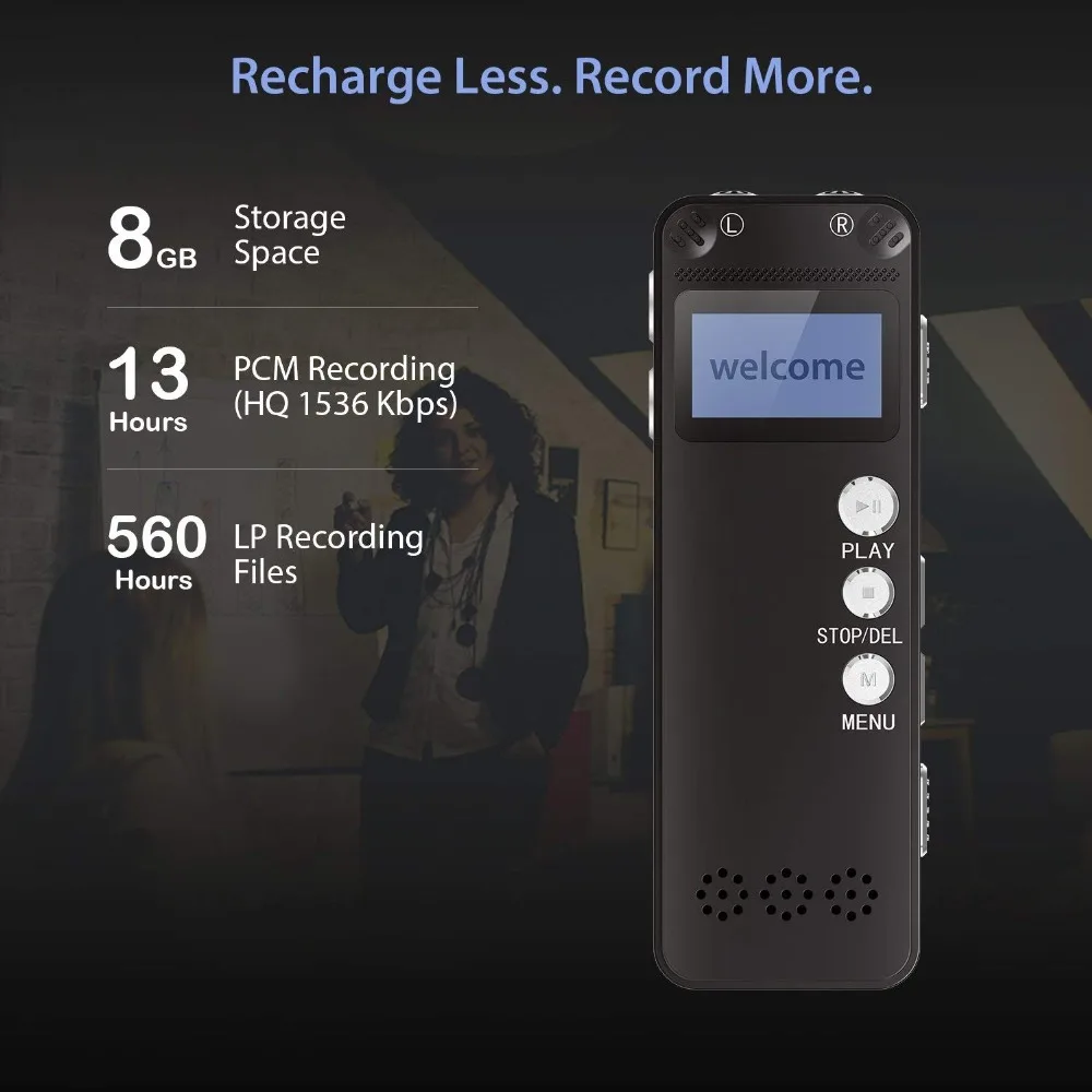 Vandlion цифровой аудио запись голосовой активации рекордер WAV MP3 плеер USB накопитель портативный VOR Металлический Алюминиевый Чехол черный V31