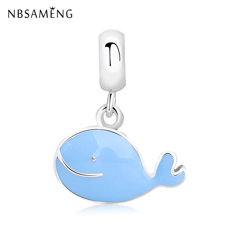 Новый оригинальный серебряные бусины 925 пробы амулеты синий морской кулон с