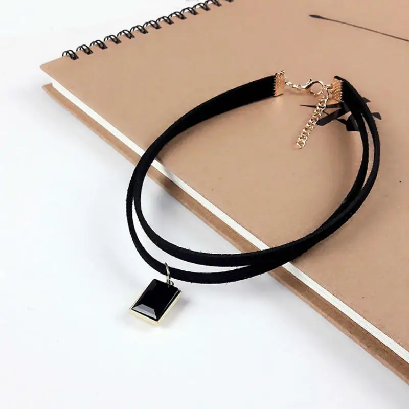 Модные колье LUMPER двойной слой искусственные квадратные стразы подвески