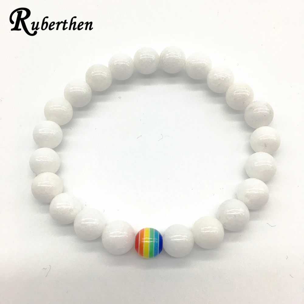 Ruberthen 2018 Новый Дизайн Радужный Браслет 7 цветных бусин браслет черный оникс белый