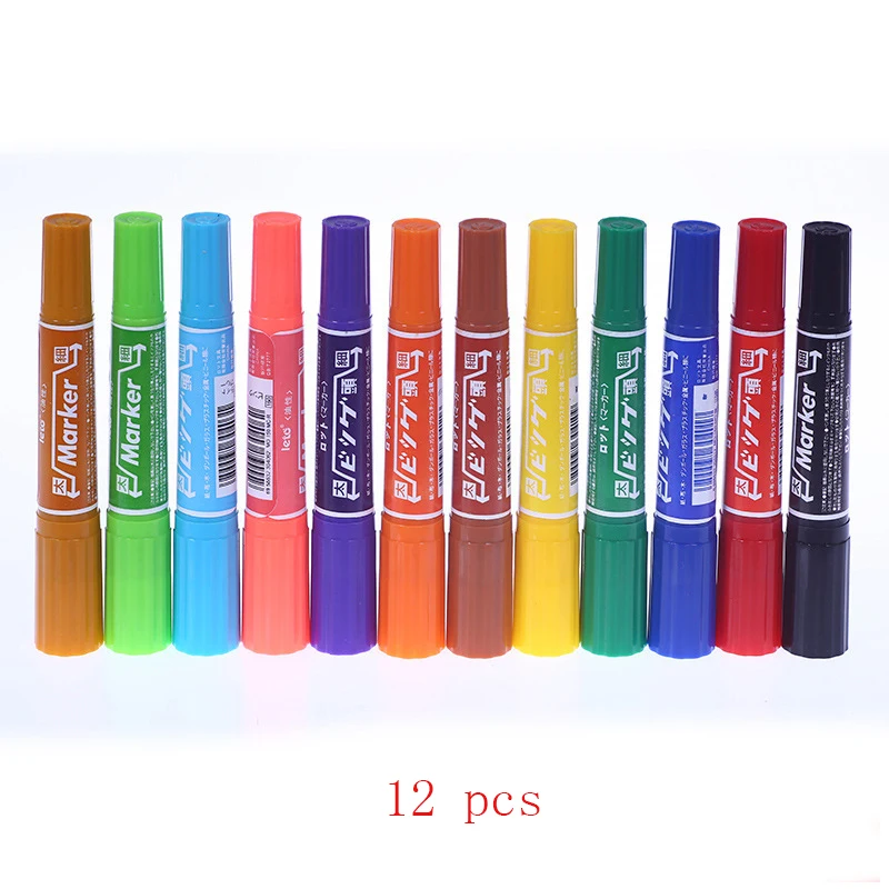 

Hot Colored oily marker Mark pen POP pen double head children's painting coloring painting tools children's microphone pen AB395
