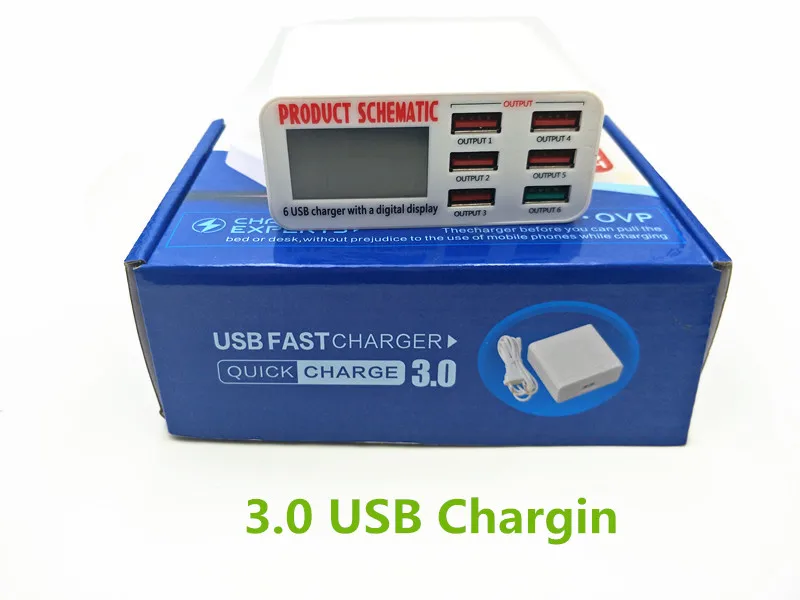 Зарядное устройство USB с 6 портами и ЖК дисплеем|Зарядные устройства для