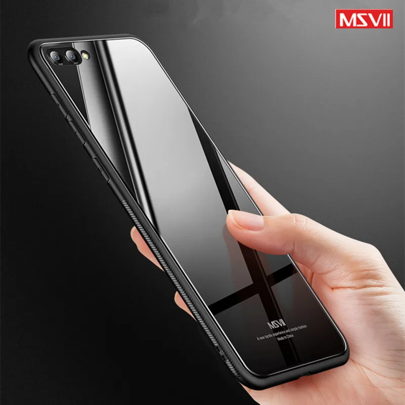 Msvii Роскошный чехол для Huawei honor 10, чехол из закаленного стекла, силиконовый тонкий чехол Mirro для Huawei Honor View 10 V, чехлы для телефонов