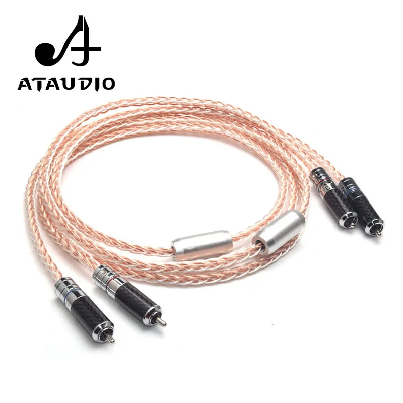 ATAUDIO 7N OCC серебристый и медный Hifi RCA кабель Hi end 2RCA штекер соединительный 1 м 2 3