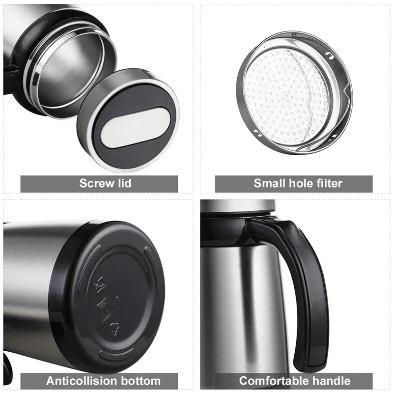 Термокружка для кофе кружки стакан стеклянная посуда напитков стальная бутылка