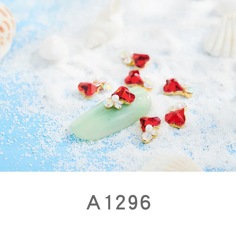 A1296(100pcs) 100 шт ногтей ювелирные изделия горный хрусталь жемчуг лук ногтей дрель ногтей сплав аксессуары - Цвет: A1296(100pcs)