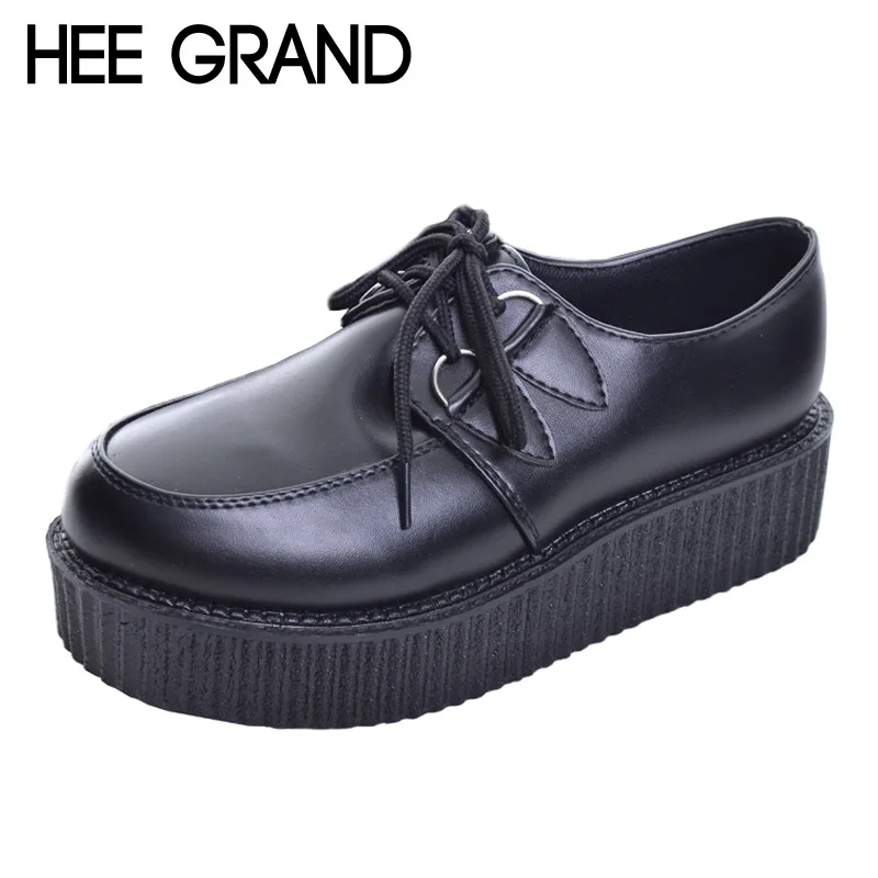 HEE GRAND/2018 г. Женская обувь на плоской платформе шнуровке из искусственной кожи