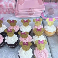 glitter gold mini mouse birthday cupcake toppers wedding baptsim baby shower party cake decoration doughnut food picks