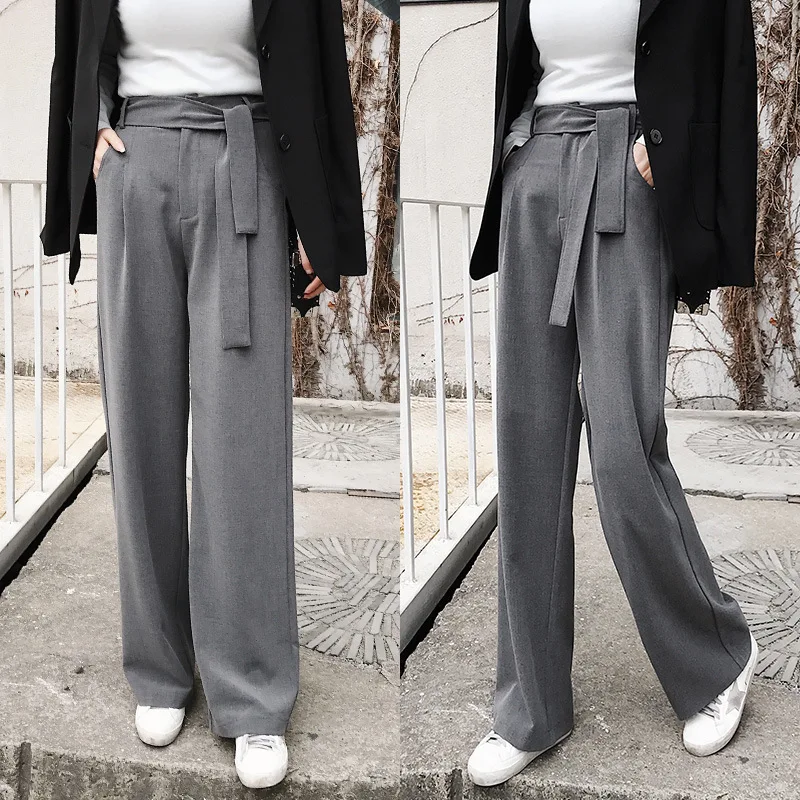 

Spring and autumn new wide-leg pants women's high waist mopping suit trousers hanging sense Harajuku loose straight pants