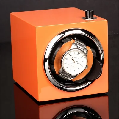 Часы Winder, LT деревянный автоматический вращающийся 1+ 0 A чехол для хранения дисплей коробка(красный оранжевый черный) стиль - Цвет: orange