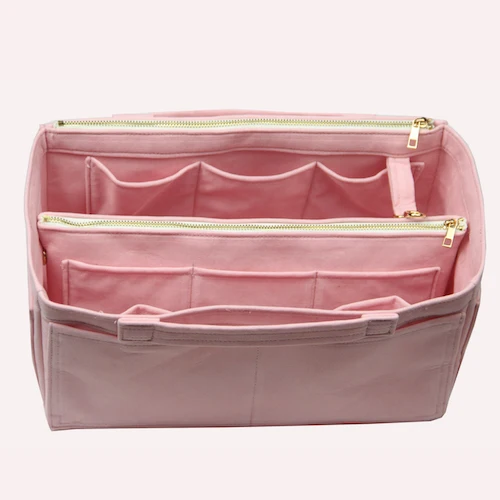 pink Настраиваемая Высококачественная бархатная сумка Organizer Tote кошелек вставка/косметический макияж пеленки вещи/мульти карман сумка в сумке organ - Цвет: pink