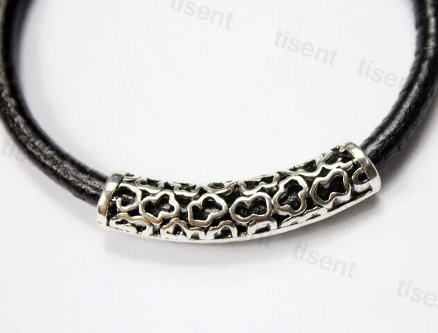 2 шт. 6 мм Отверстие Старинное Серебро Полые Трубки для Браслет и Ожерелье 40