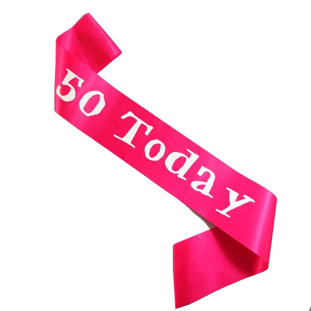 Hotpinkwhite50today Сексуальная лента для дня рождения с черно-белым принтом, пояс для дня рождения, для взрослых, для празднования 21, 30, 40, 50 лет, вечерние принадлежности - Цвет: Hotpinkwhite50today