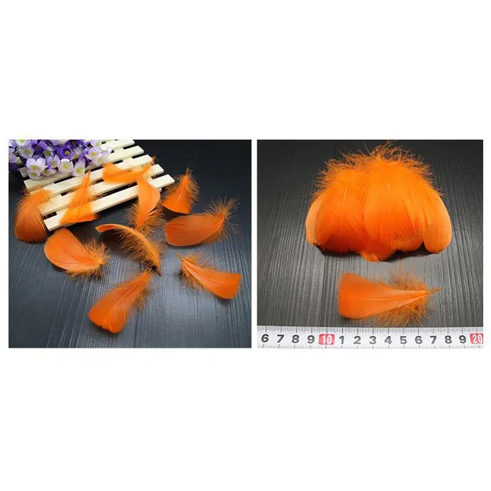Orange 100 шт 3-5 дюймов 6-12 см DIY окрашенное гусиное перо Радуга перо воздушный шар заполнение свадебное платье DIY декоративные аксессуары перья - Цвет: Orange