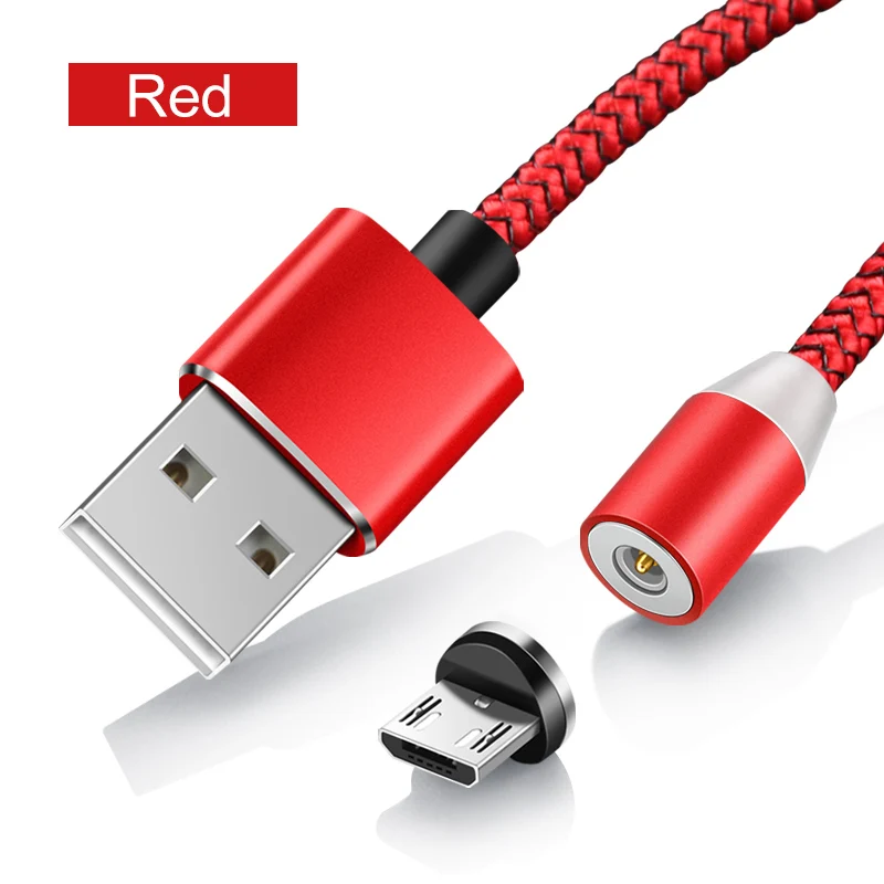 Red Type C 1 метр магнитное зарядное устройство Micro usb type-C Быстрый зарядный кабель Светодиодный индикатор для телефонов Android huawei Xiaomi круглый разъем 360 ° - Цвет: Red Type C