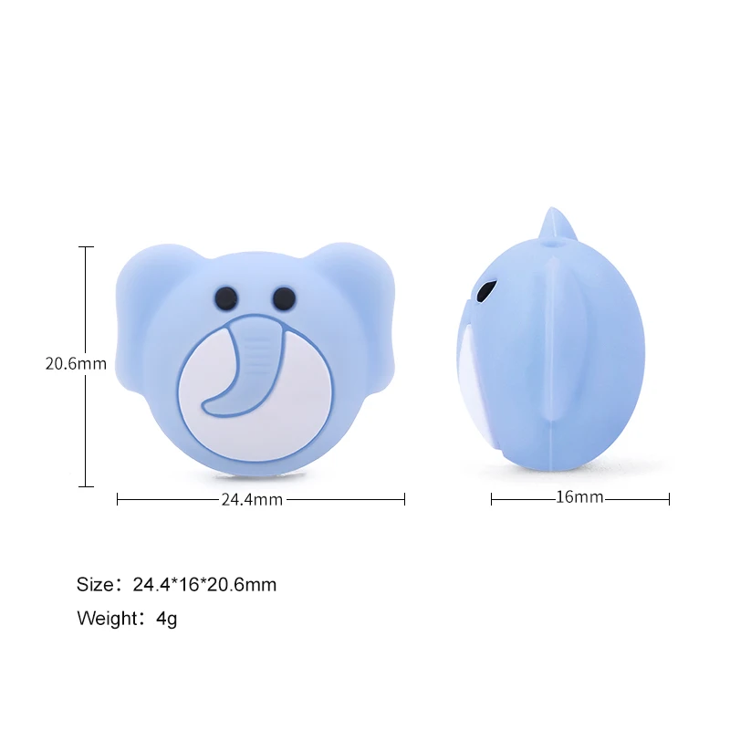 Chenkai 50PCS Silicone Elephant Teether Beads DIY Baby Animal Cartoon Chewing Pacifier Dummy Sensory Jewelry Toy Making Bead