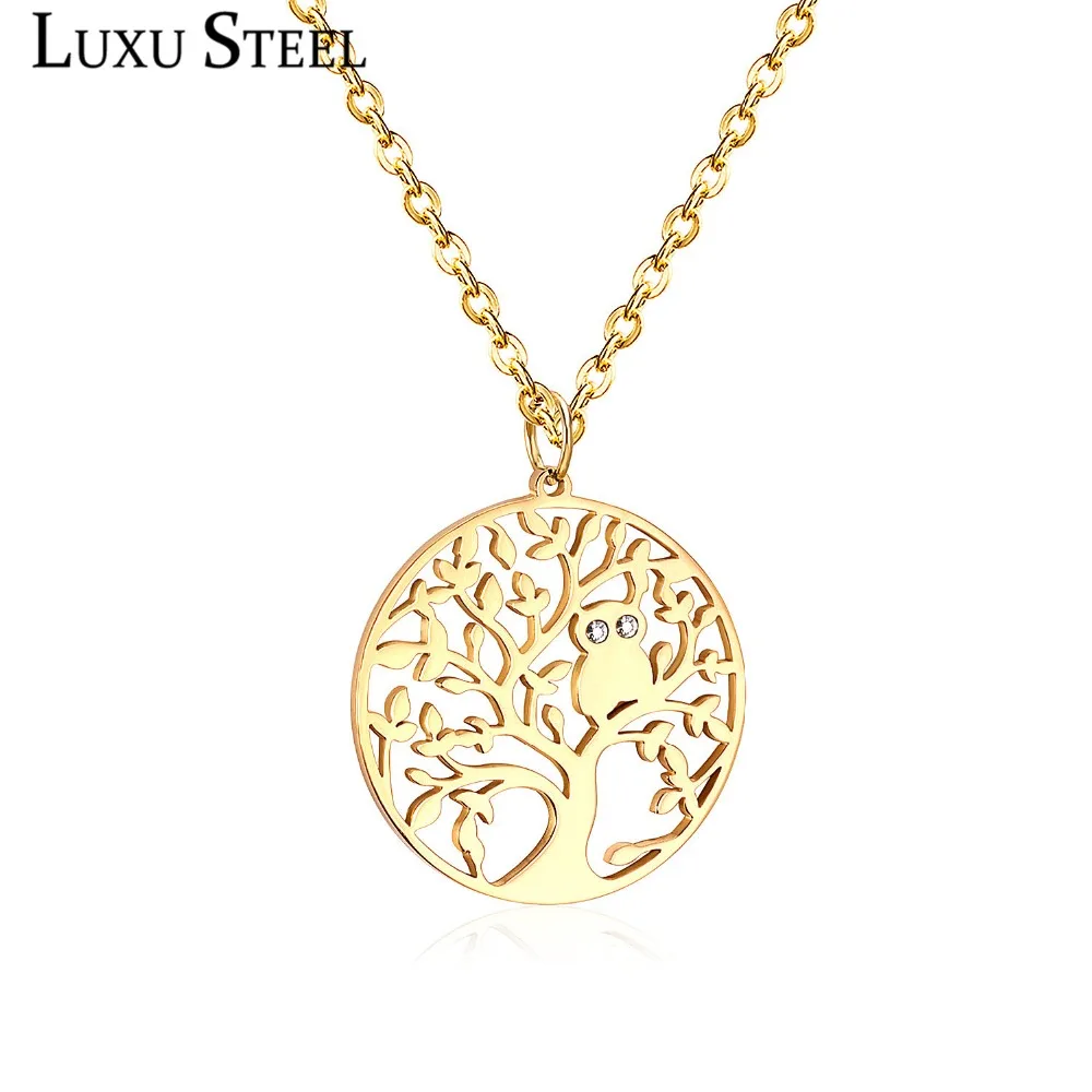 Женское Ожерелье LUXUSTEEL милое стильное круглое ожерелье с подвеской в виде дерева