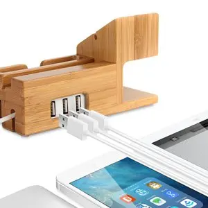 Зарядная док станция с 3 USB портами подставка из бамбукового дерева для Samsung S10 + 7 8