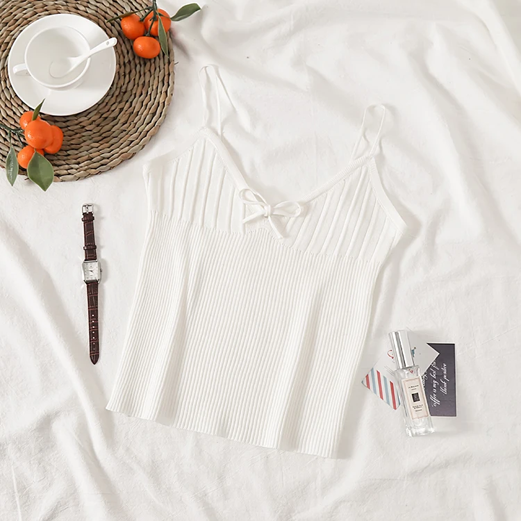 Топы на бретельках лук связали топики Женские Короткие повседневные трубки