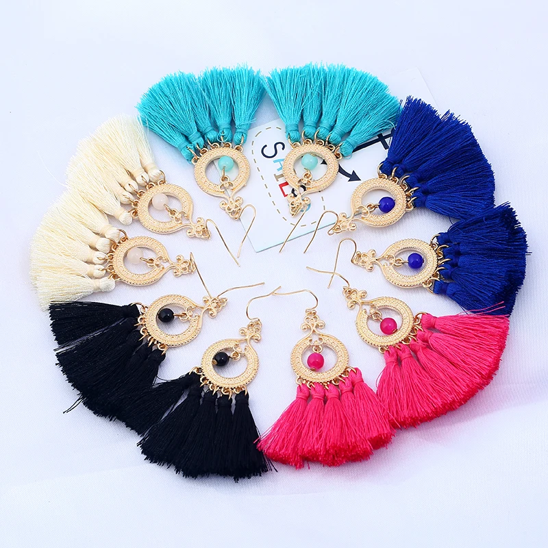 YAAYOO 5 цветов богемный Этническая кисточкой из бисера серьги капли себе болтаются