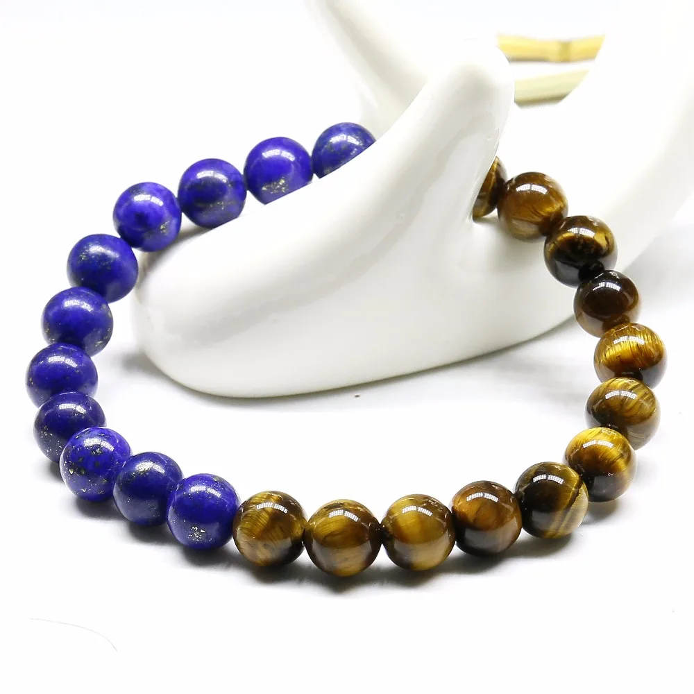 Модные ювелирные изделия для мужчин и женщин 8 мм натуральный тигровый глаз