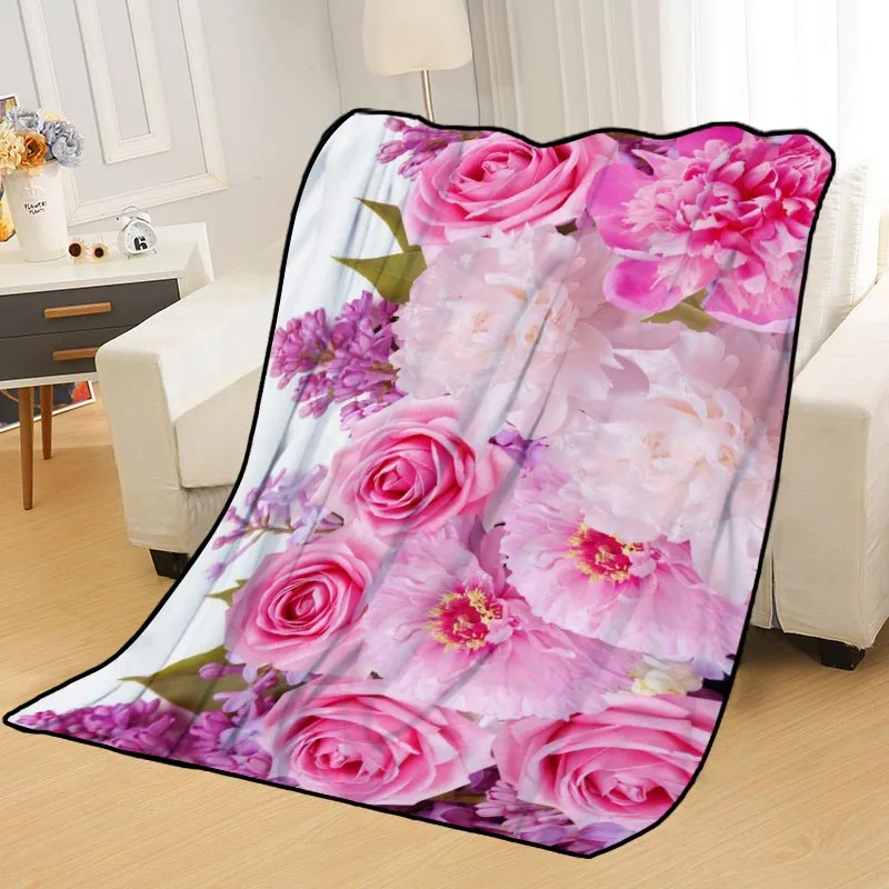 

Personalized Blankets Custom Red Rose Flowers Blankets for Beds Soft TR DIY Your Picture Dropshipping Throw Travel Blanket