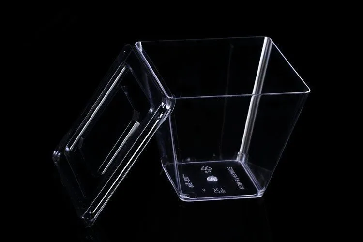 Оптовая продажа 270 мл утолщенная одноразовая квадратная чашка для десертов желе