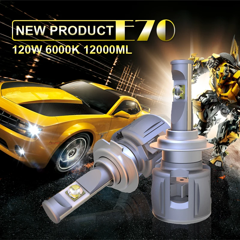 HLXG 1 комплект H4 светодиодный светильник для авто противотуманные фары 6000 К 12000LM 120