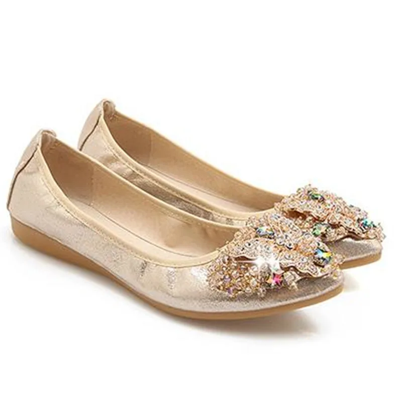 COSMAGIC 2019 новые женские балетки с бабочками и кристаллами складные Стразы мягкой